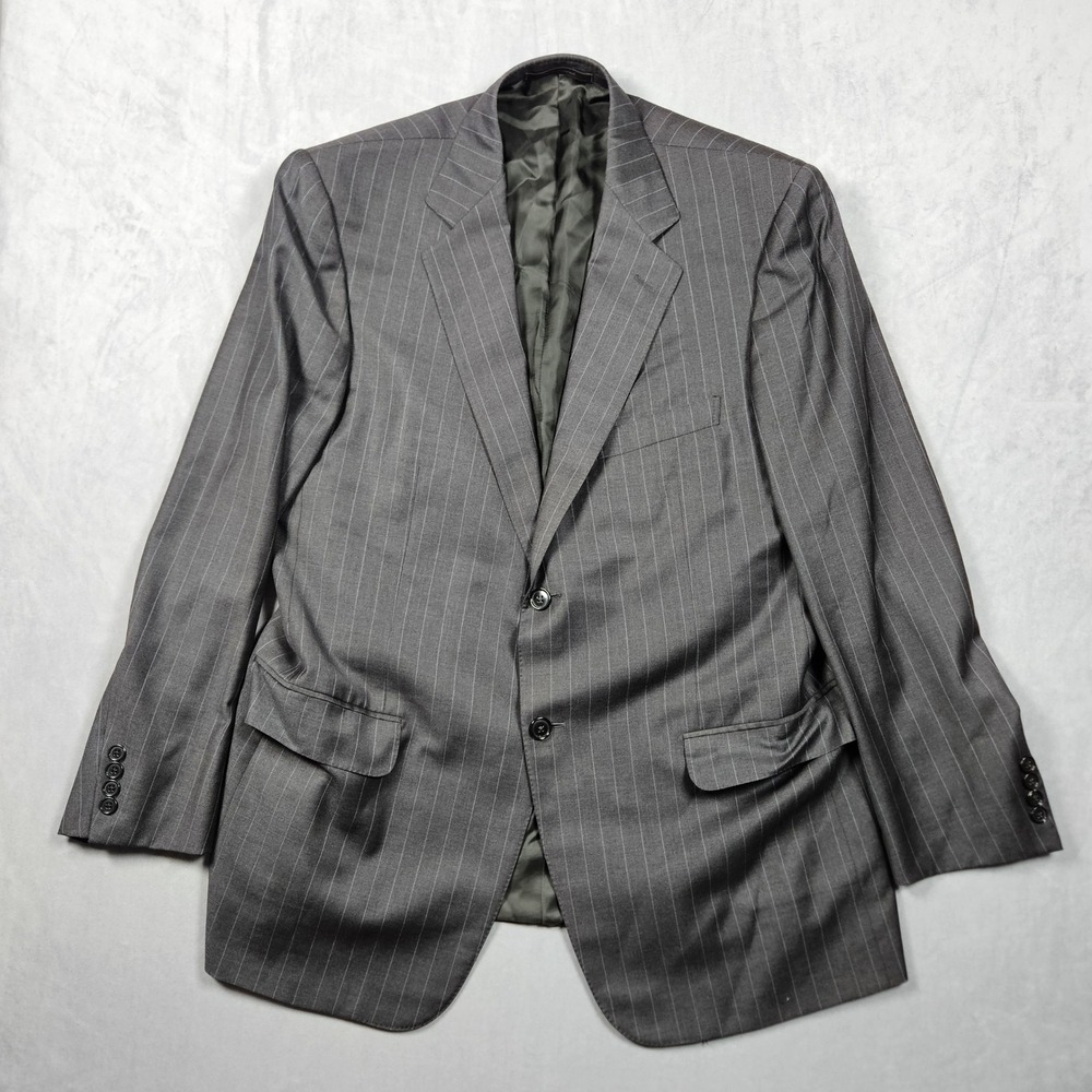 Ermenegildo Zegna Blazer‎ Mens 46R Grey Pinstripe Trofeo Wool Two Button Jacket